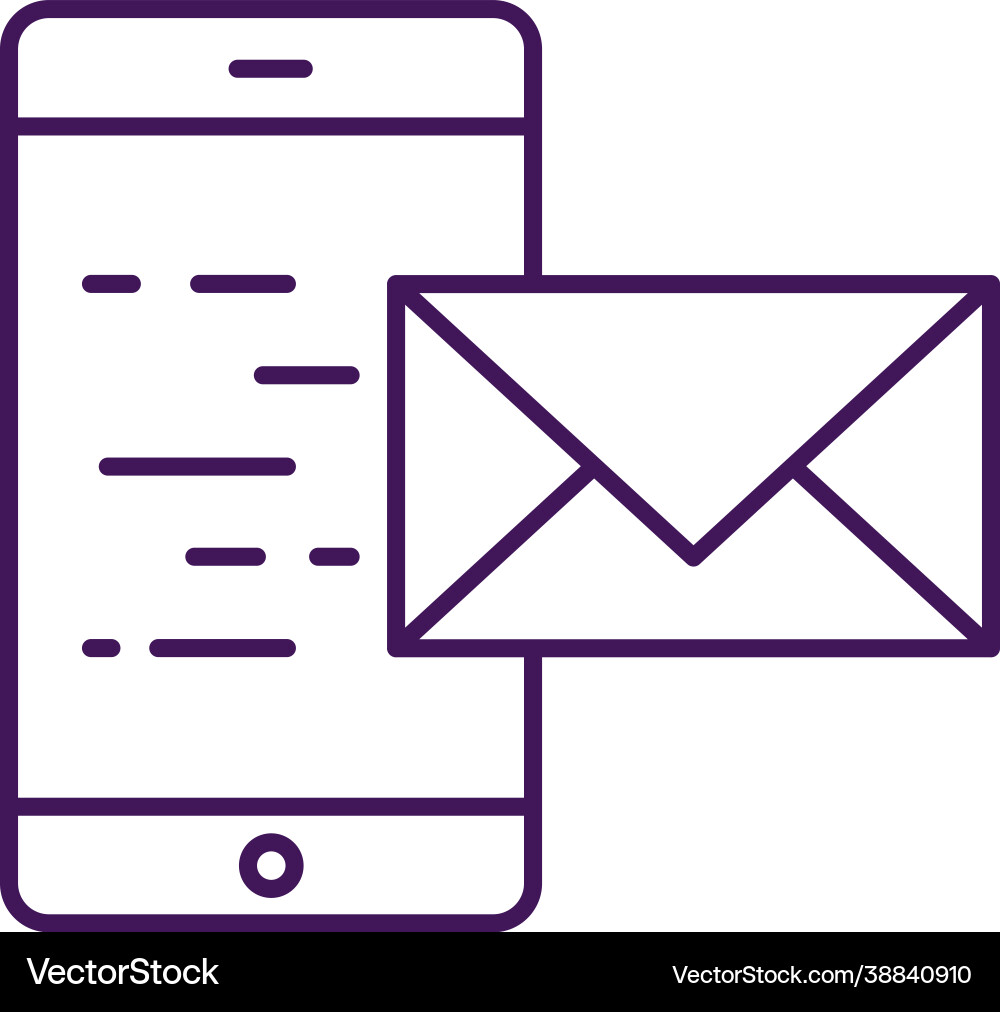 Icon with smartphone and incoming message vector image