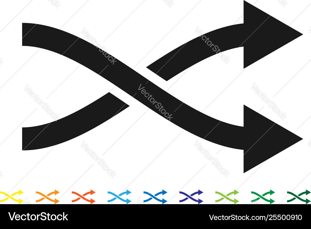 Intersecting Curved Arrows - Color Variations vector image