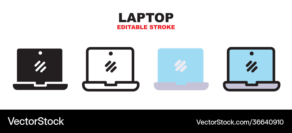 Laptop icon set with different styles editable vector image