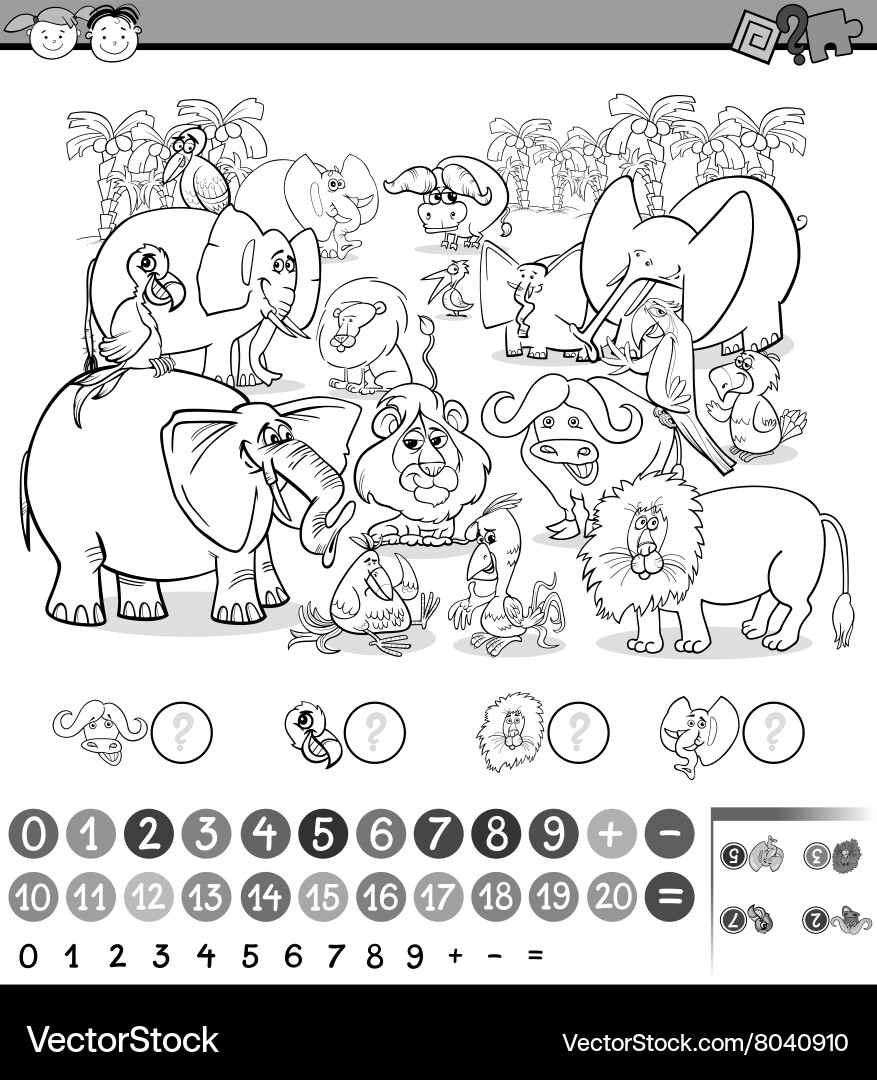 Math Safari Counting Game Vector Image