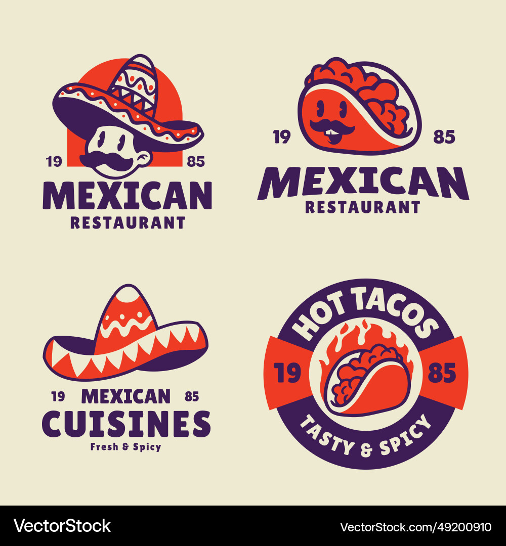 Mexican Restaurant Branding - Food & Labels Vector Image
