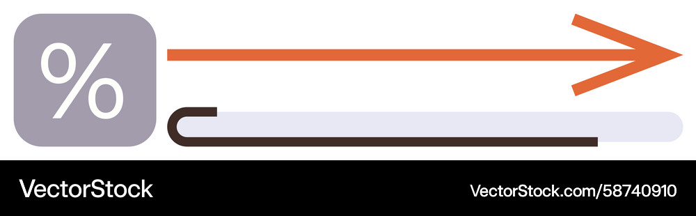 Percentage symbol with progress bar and arrow Vector Image