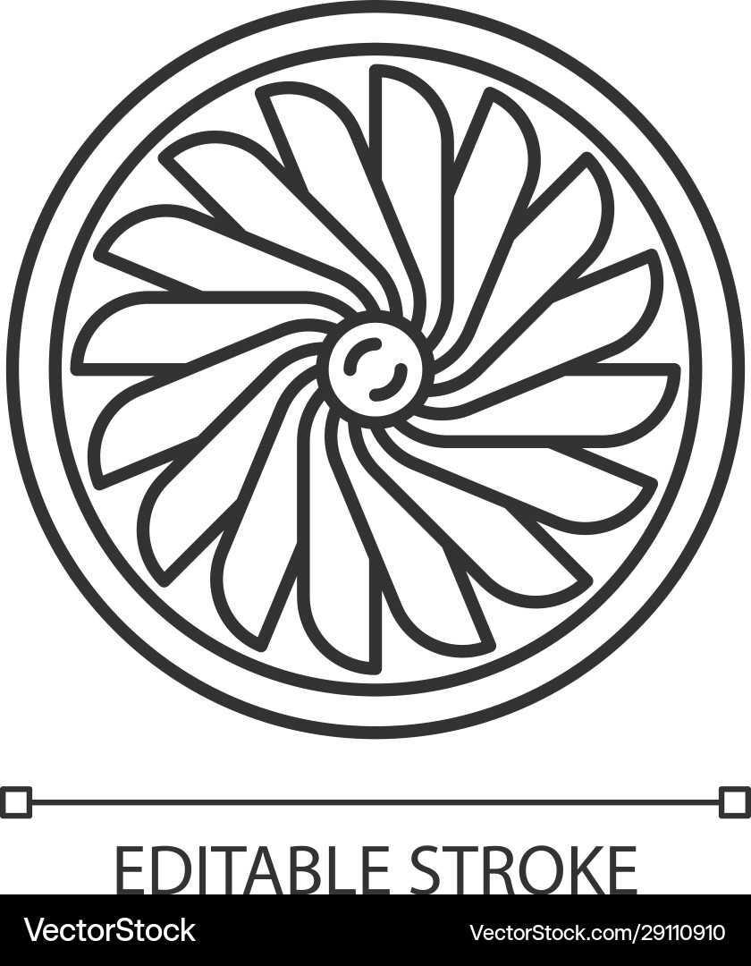 Plane turbine linear icon Plane turbine linear icon vector image