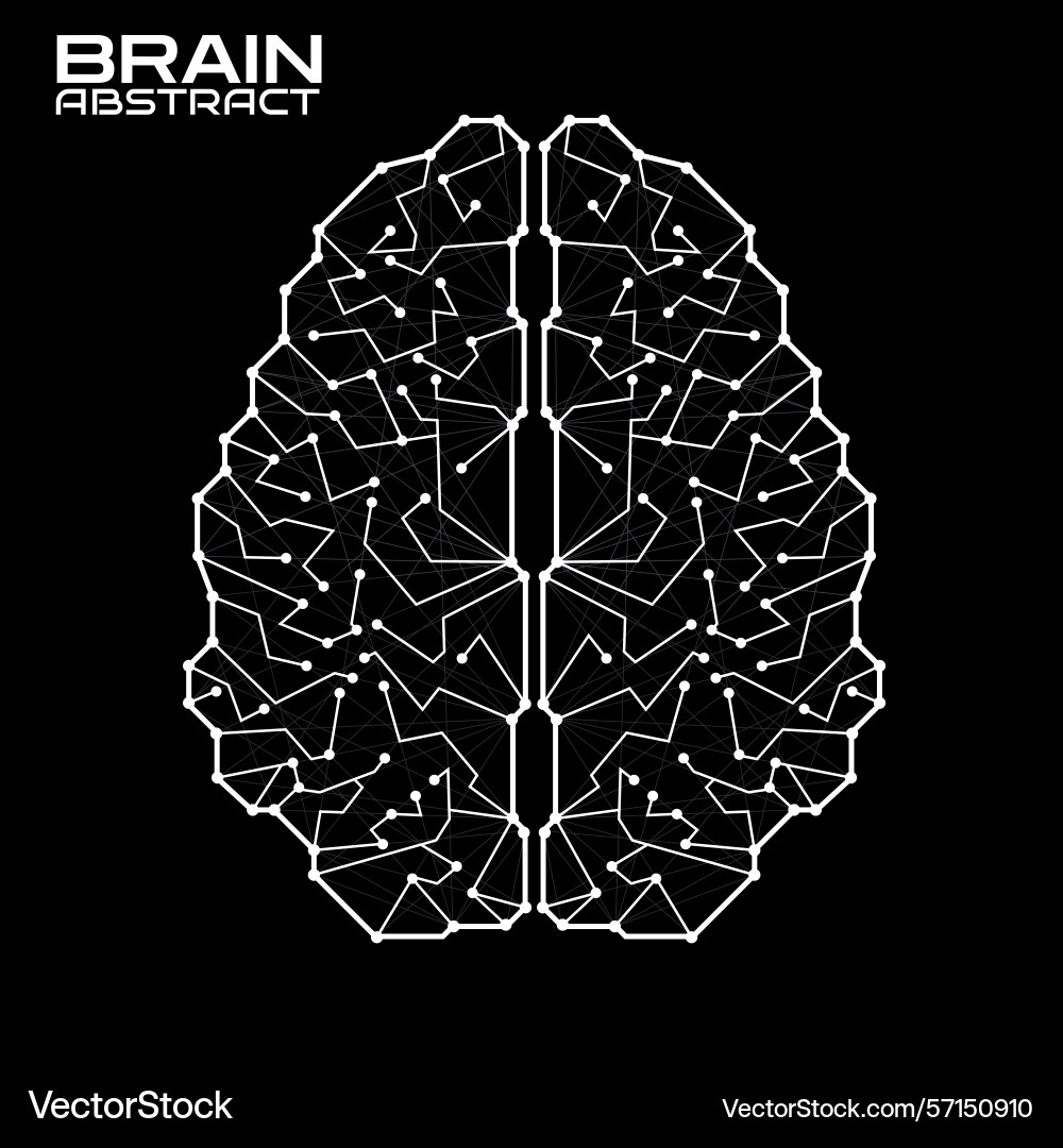 Polygonal abstract brain with connected lines vector image