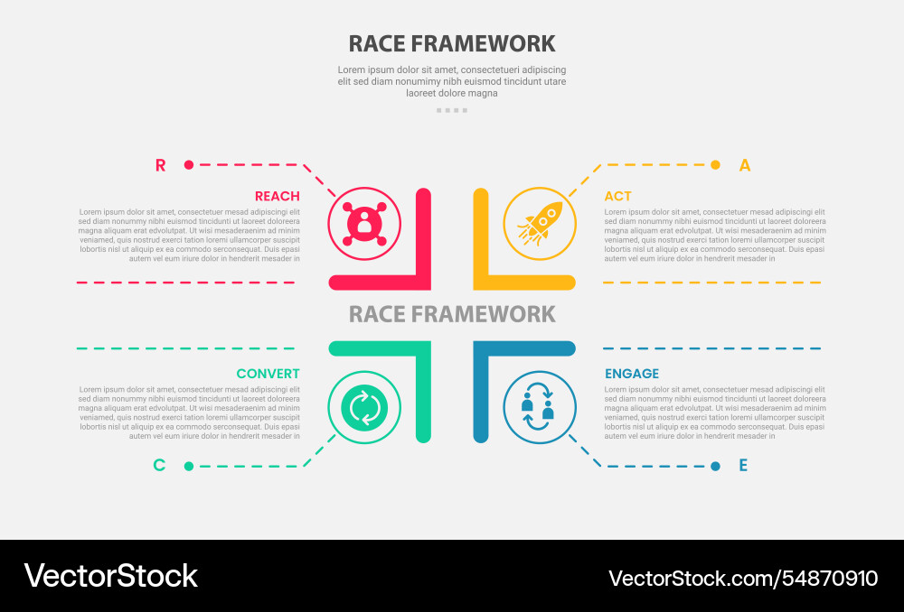 Race framework infographic outline style with 4 vector image