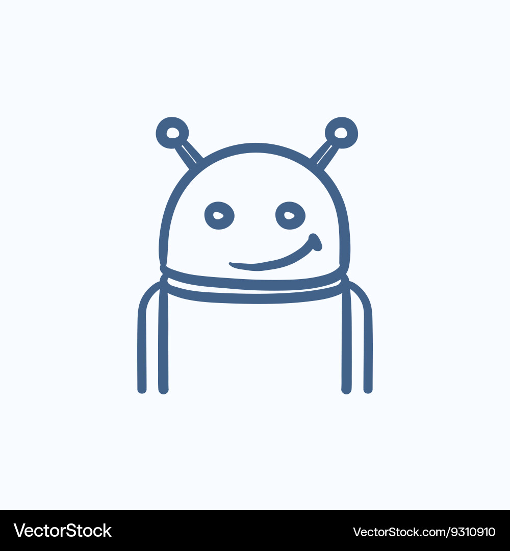 Robot Sketch Icon - Digital Robot vector image