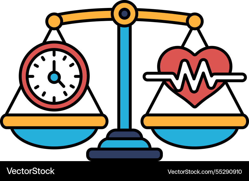 Scale with a clock and heart Scale with a clock and heart vector image