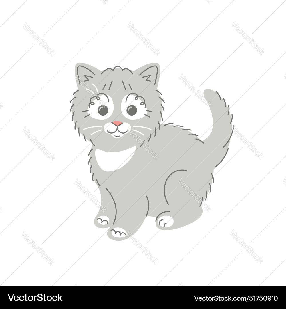 Süße Lächeln Hand gezogen Kitten Baby Haustier Süße Lächeln Hand gezogen Kitten Baby Haustier vektorbild
