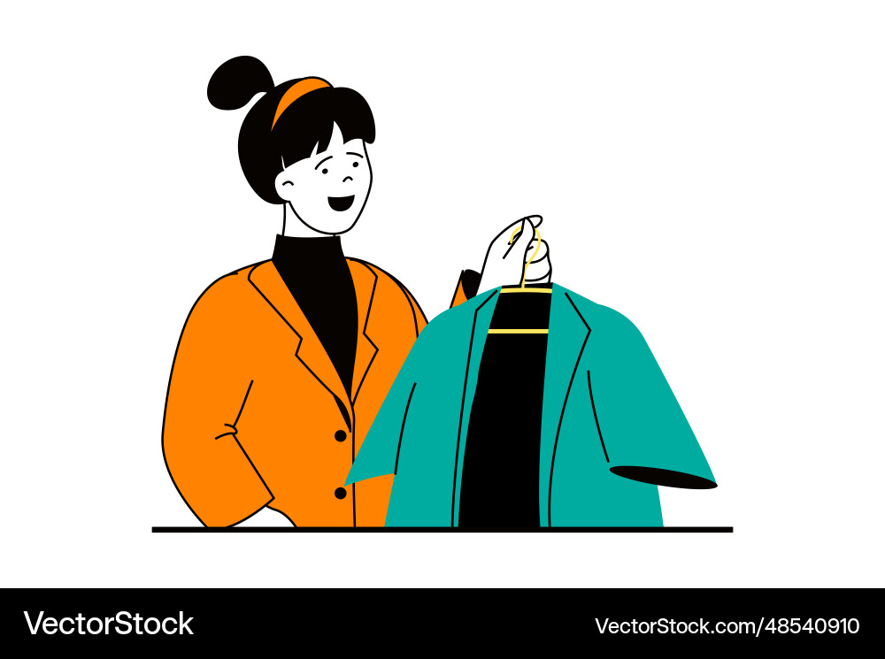 Shopping concept with people scene in flat web vector image