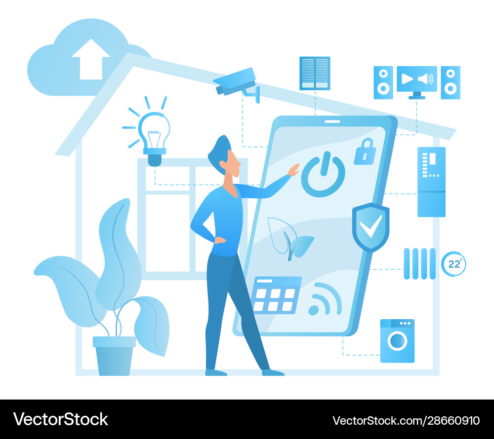 Smart home flat Royalty Free Vector Image - VectorStock