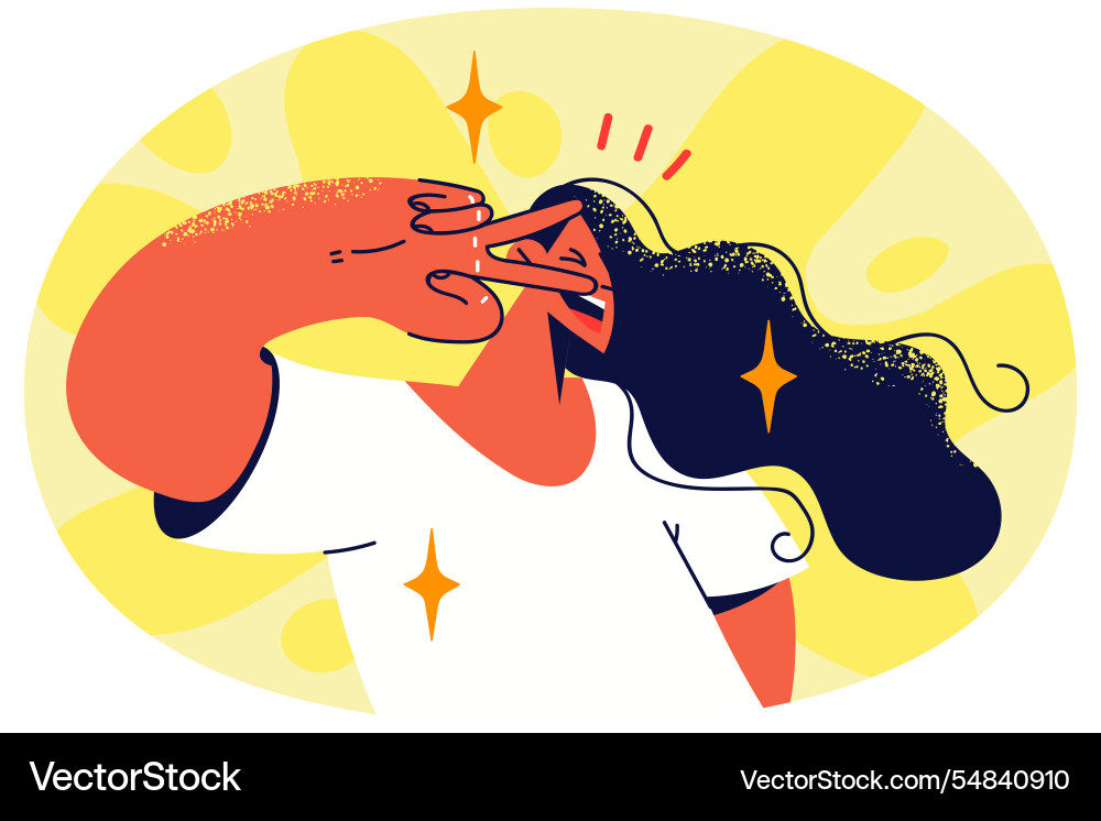 Smiling woman show cool hand gesture Smiling woman show cool hand gesture vector image