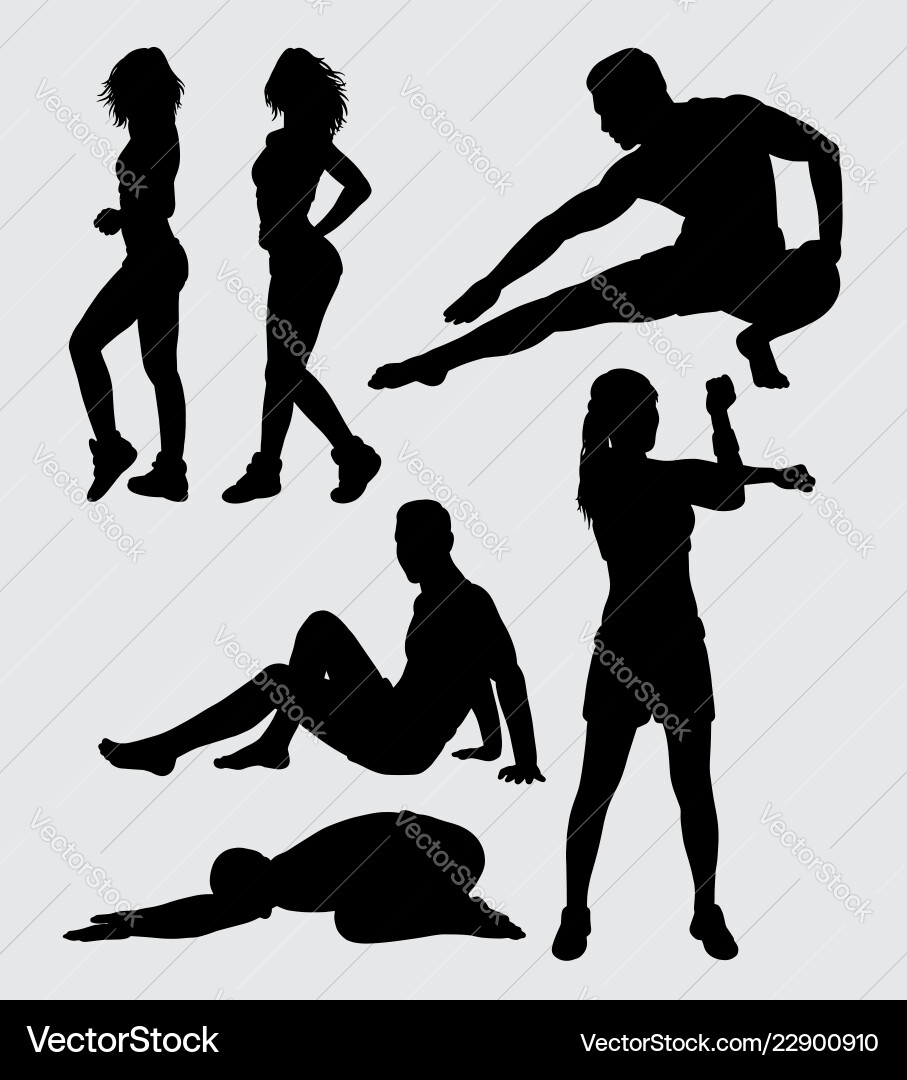 Sport & Fitness Silhouettes Vector Image