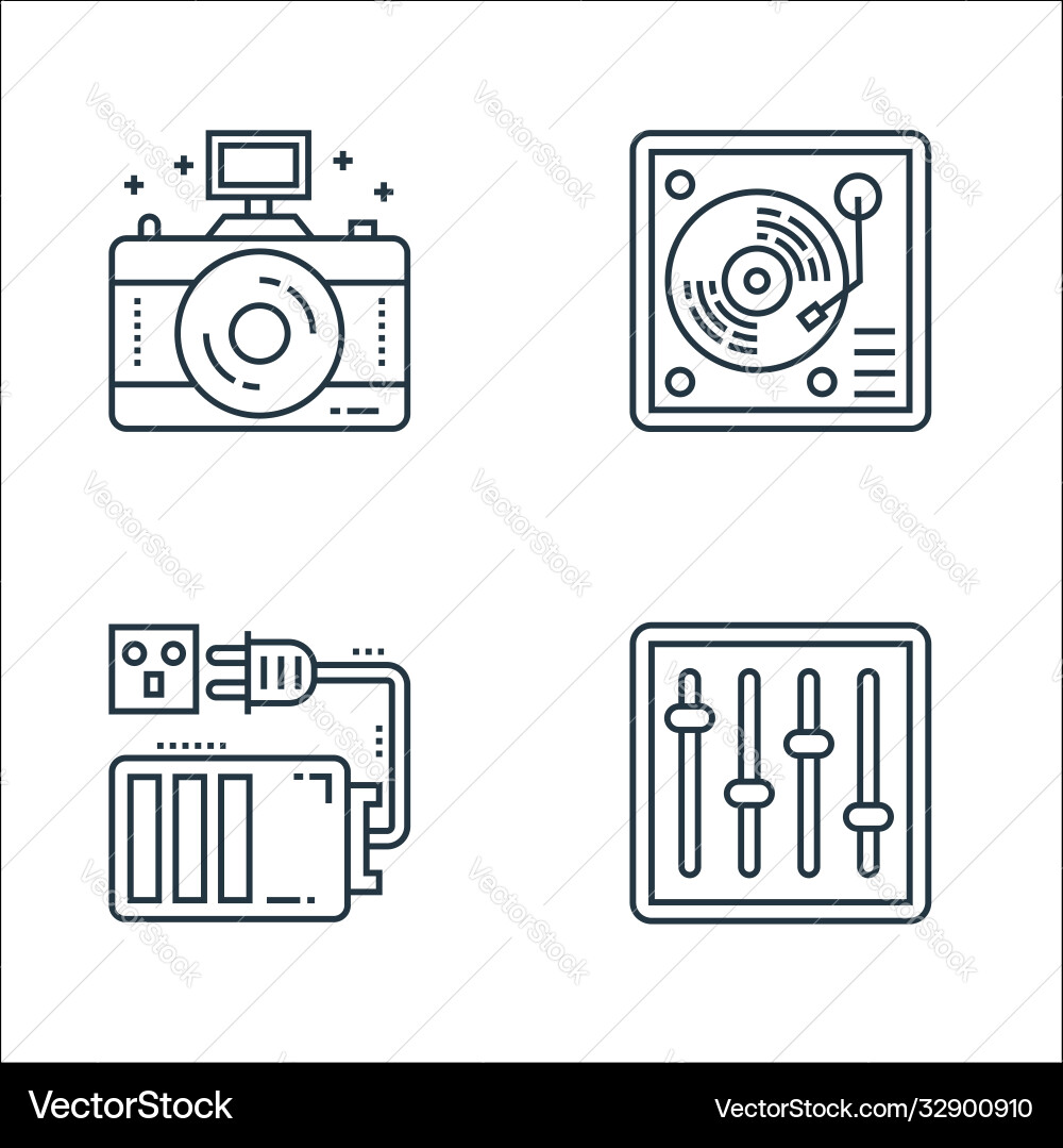 Technology devices line icons linear set quality Vector Image