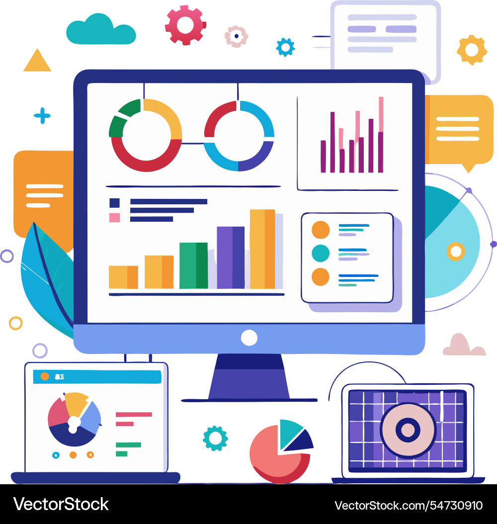 Uiux infographic with data analysis dashboard vector image