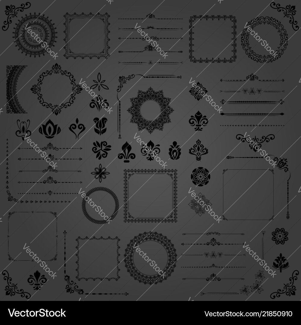 Vintage set of horizontal square and round Vintage set of horizontal square and round vector image