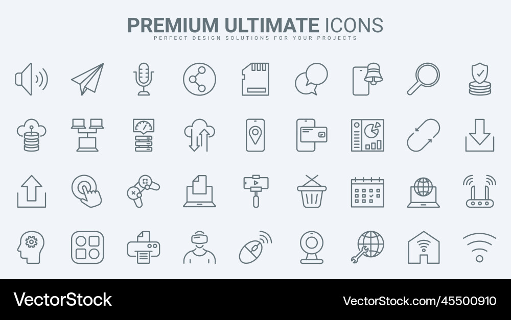 Web communication thin line icons set router