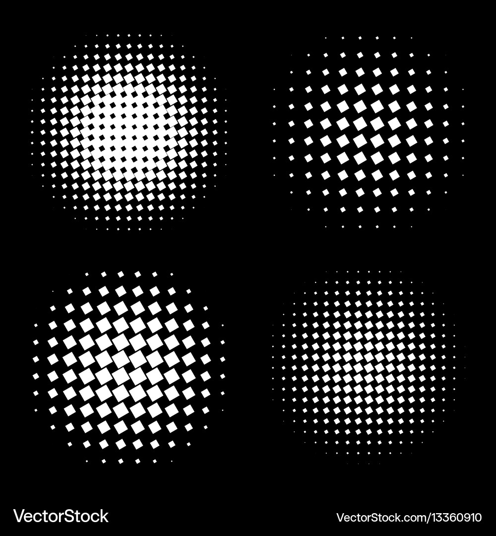 White abstract halftone circle shapes set vector image