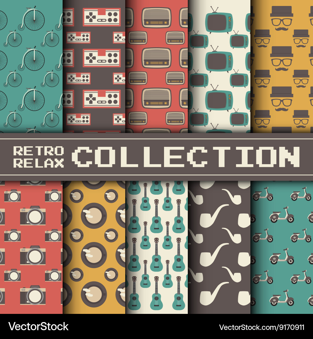 300retro gadget pattern set vector image