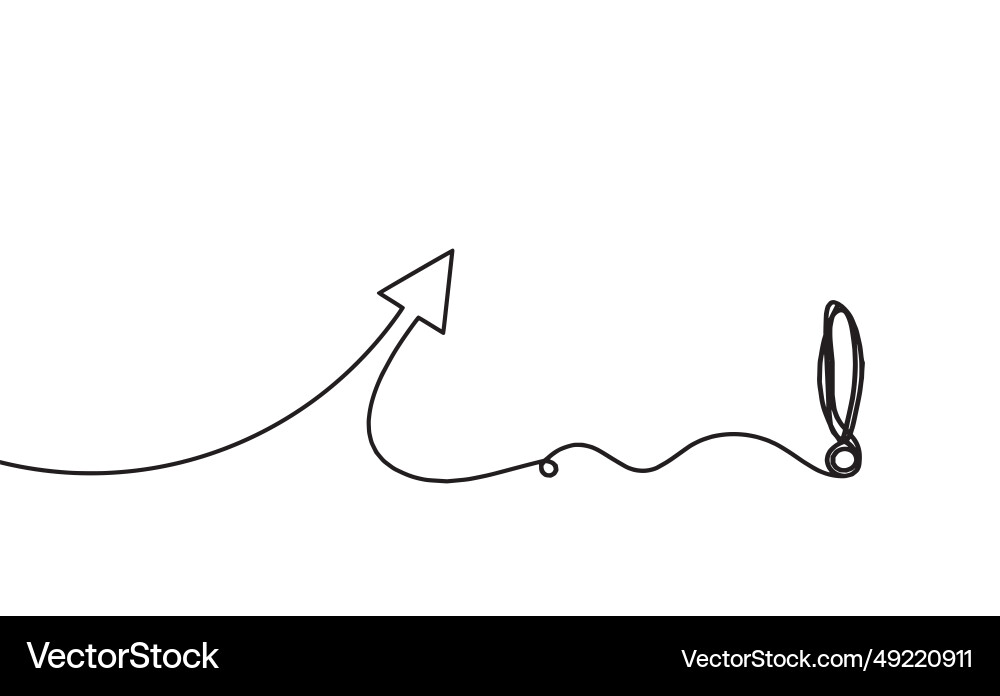 Abstract continuous lines arrows with exclamation Vector Image