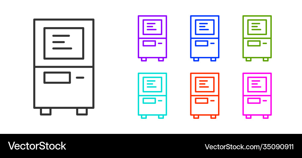 Black line atm - automated teller machine icon Vector Image