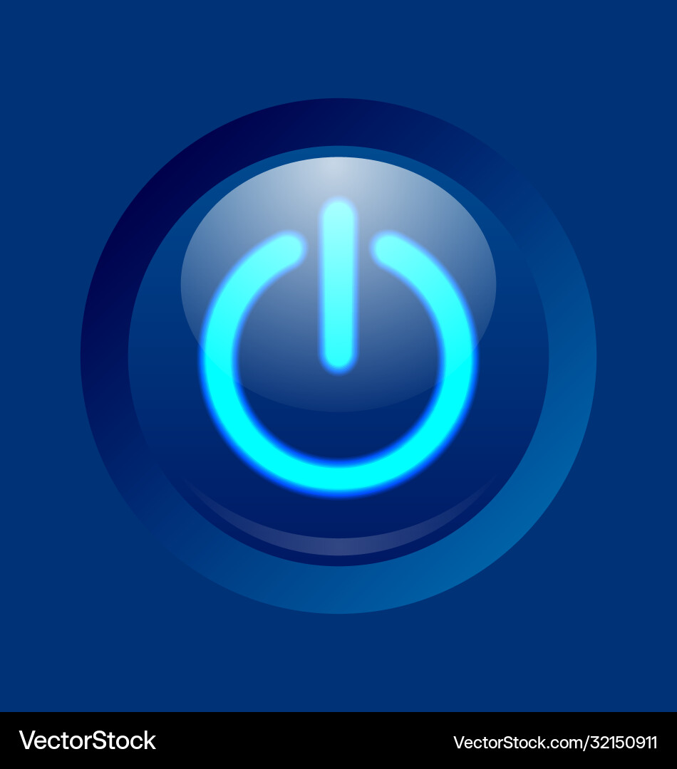Blue glowing power on off or standby button Vector Image