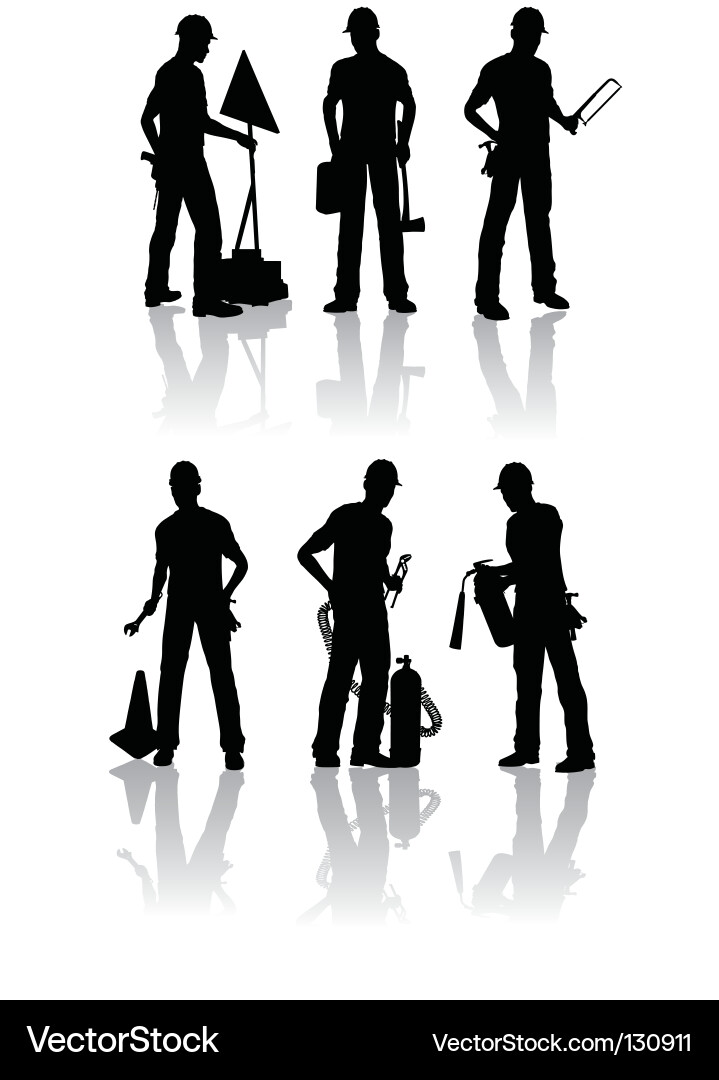Construction Worker Silhouettes vector image