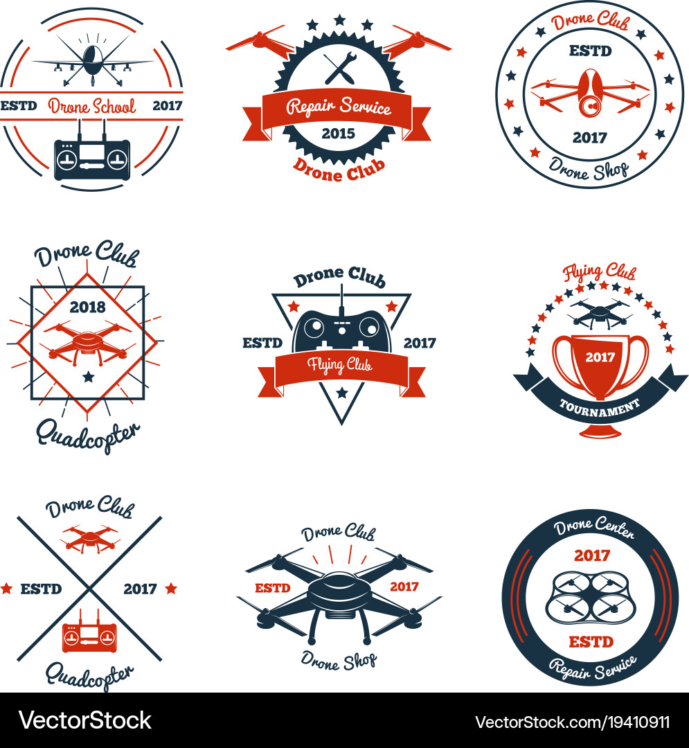 Drone & Tech Emblems Vector Image