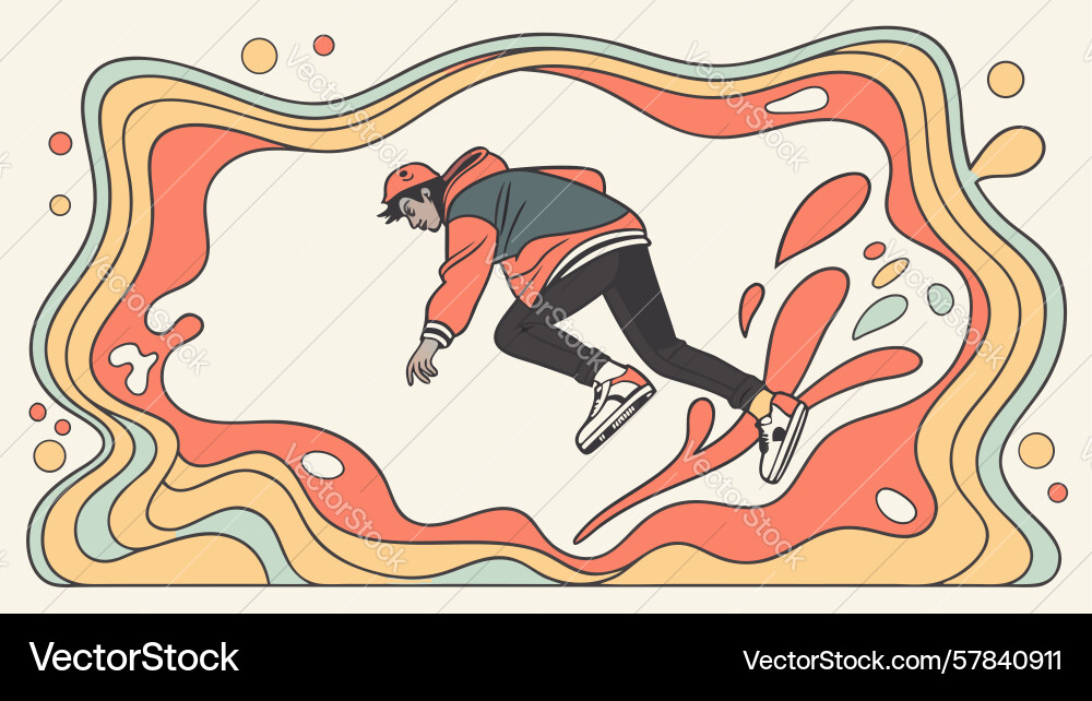 Dynamic skater in abstract frame design Vector Image