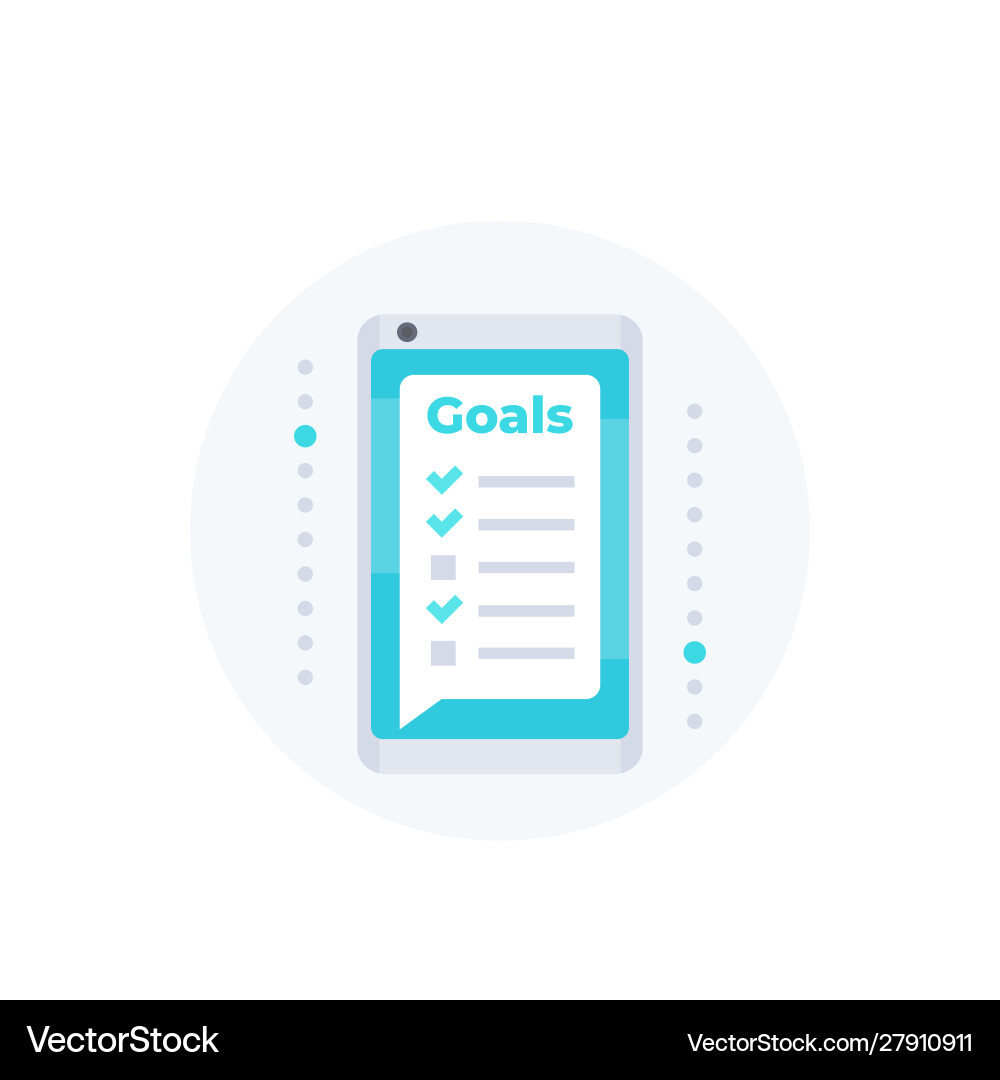Goal setting app in smartphone icon vector image