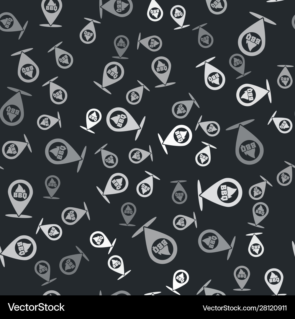 Grey map pointer with barbecue icon isolated Vector Image