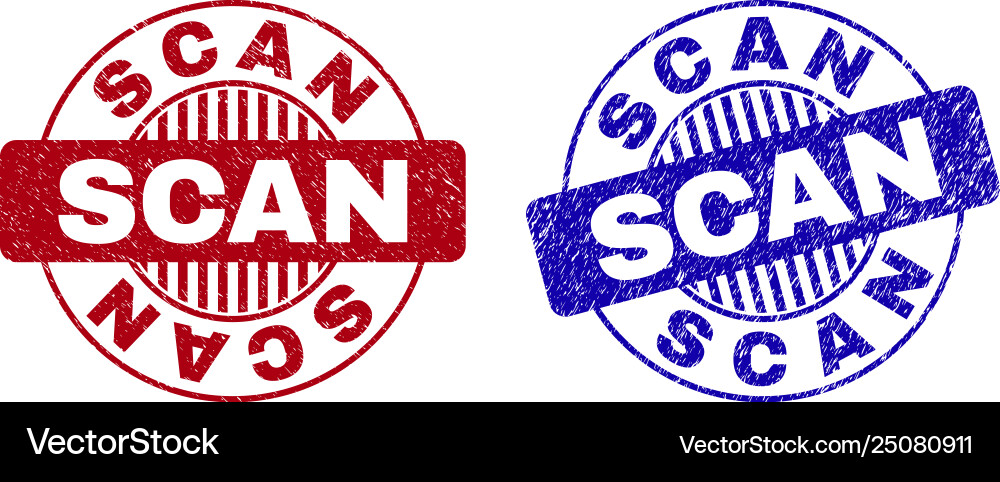 Grunge scan textured round stamps Vector Image