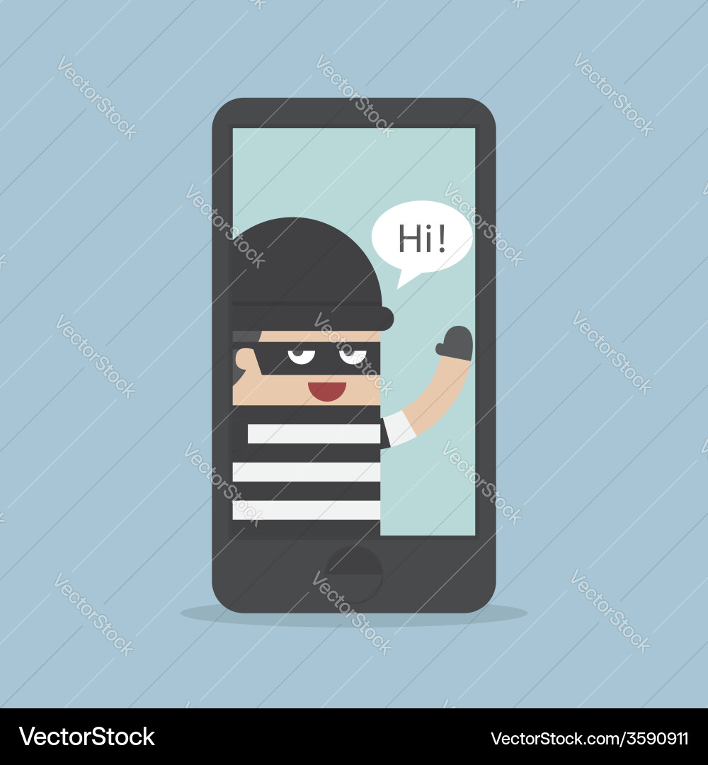 Hacker thief hacking smartphone business concept vector image