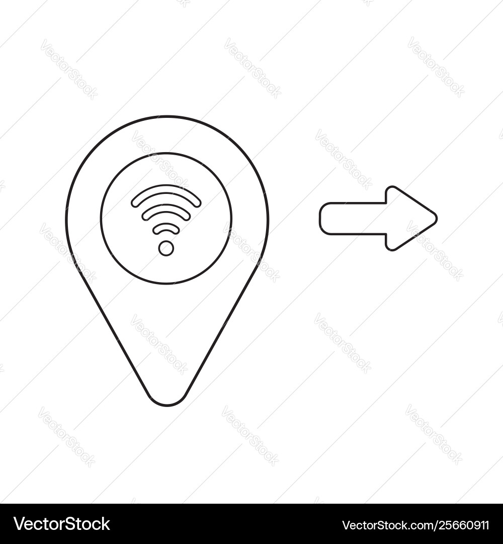 Icon concept map pointer with wifi symbol Icon concept map pointer with wifi symbol Vector Image