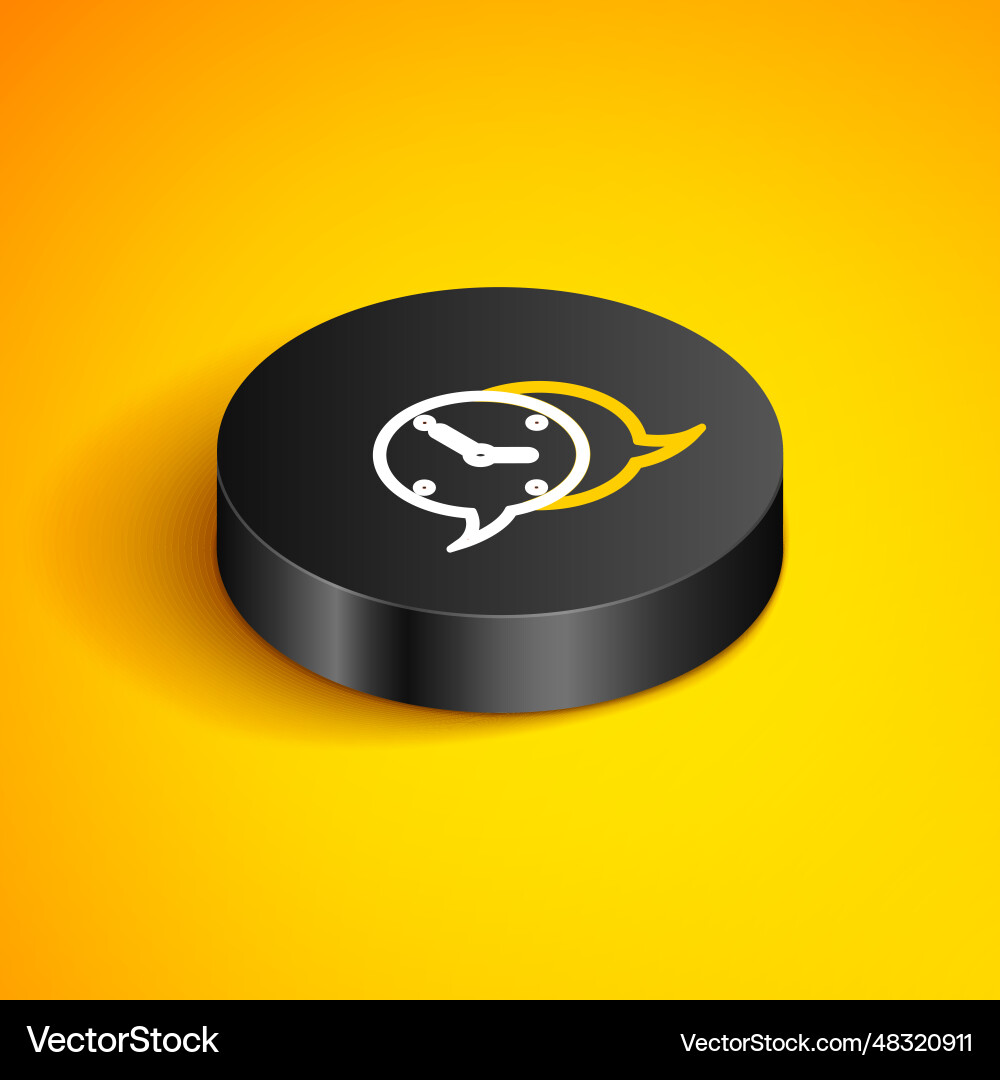 Isometric line clock with speech bubble icon Vector Image