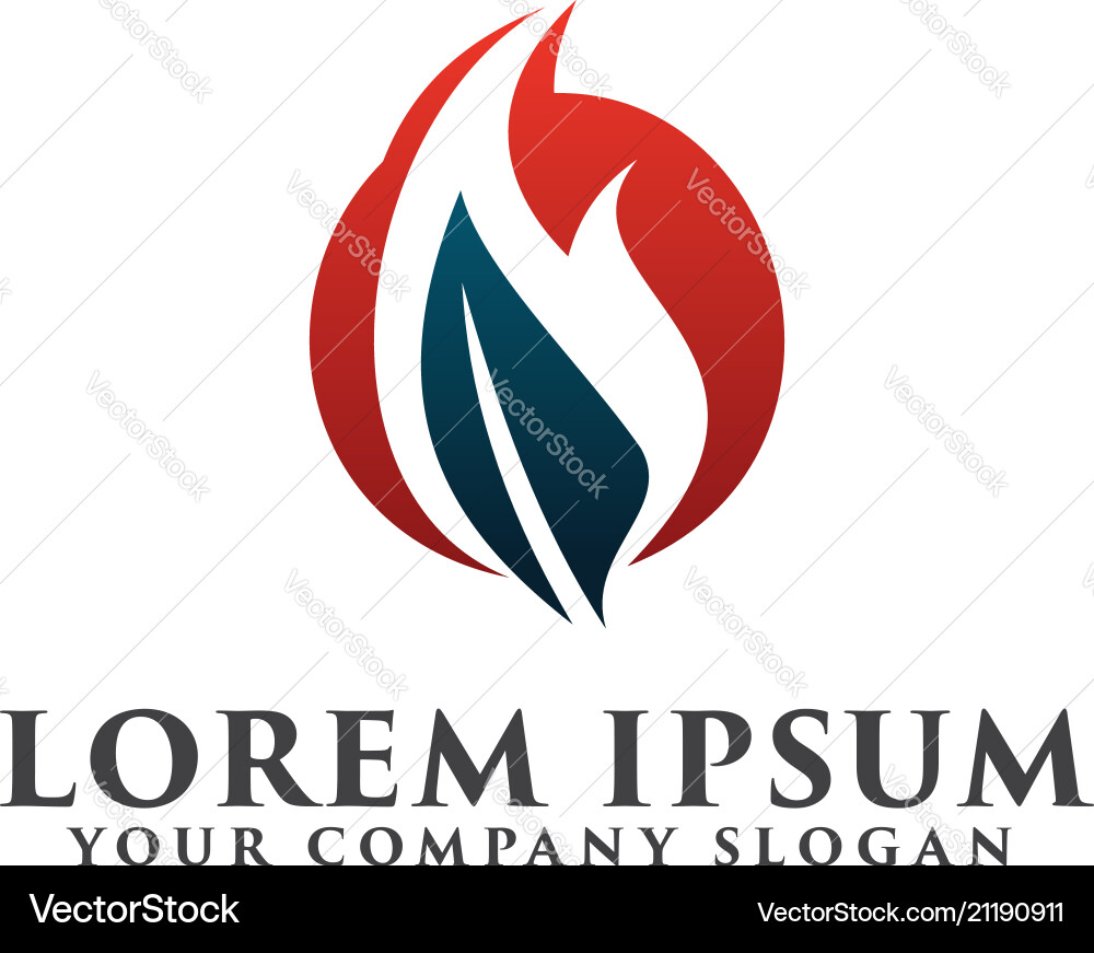 Leaf fire logo design concept template Royalty Free Vector