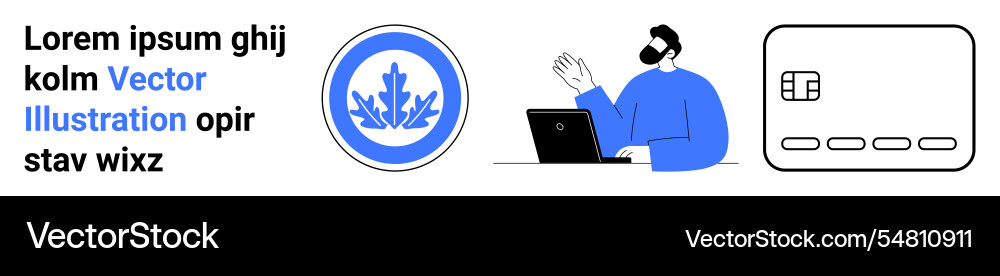 Man working on laptop abstract disk official Vector Image