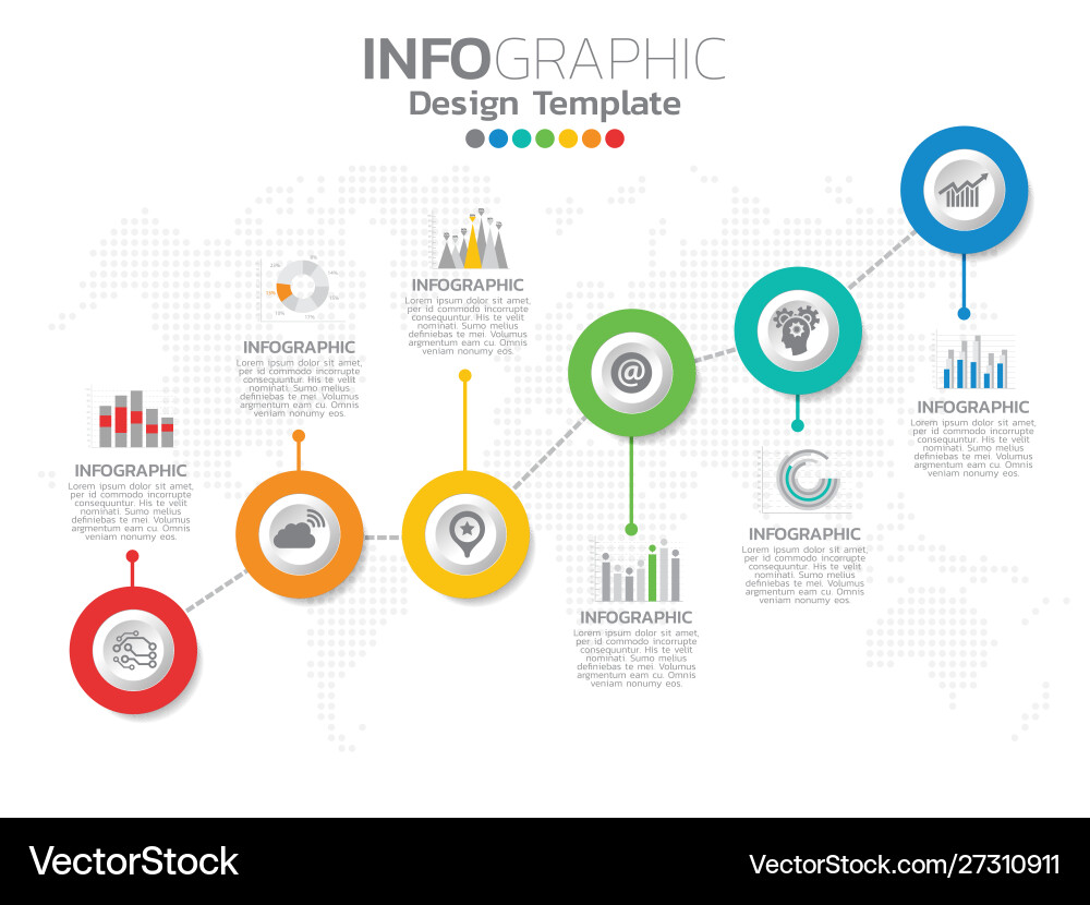 Modern Infographic Template - 6 Color Schemes vector image