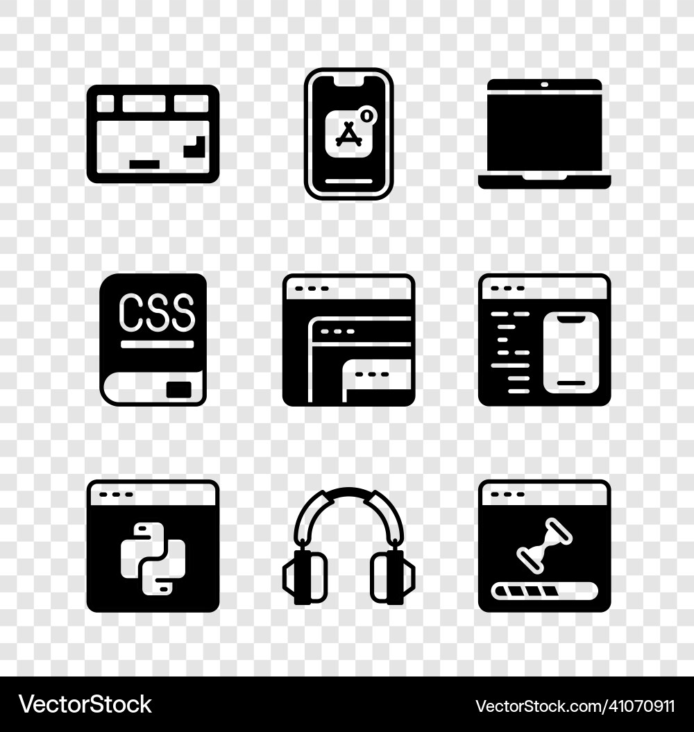 Set keyboard mobile apps laptop python Set keyboard mobile apps laptop python vector image