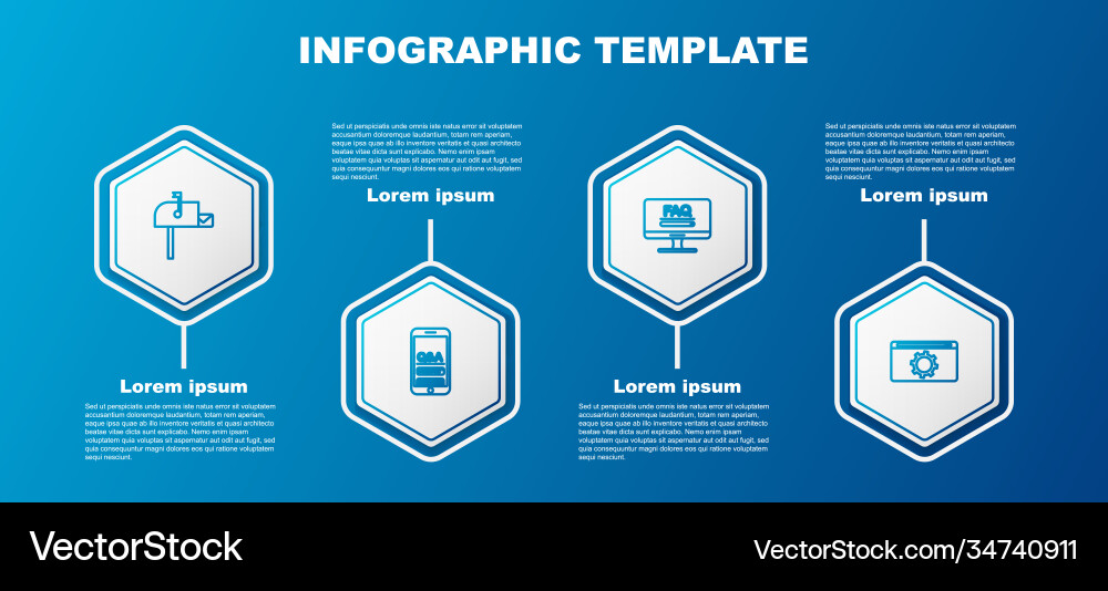 Set line open mail box mobile question Set line open mail box mobile question vector image