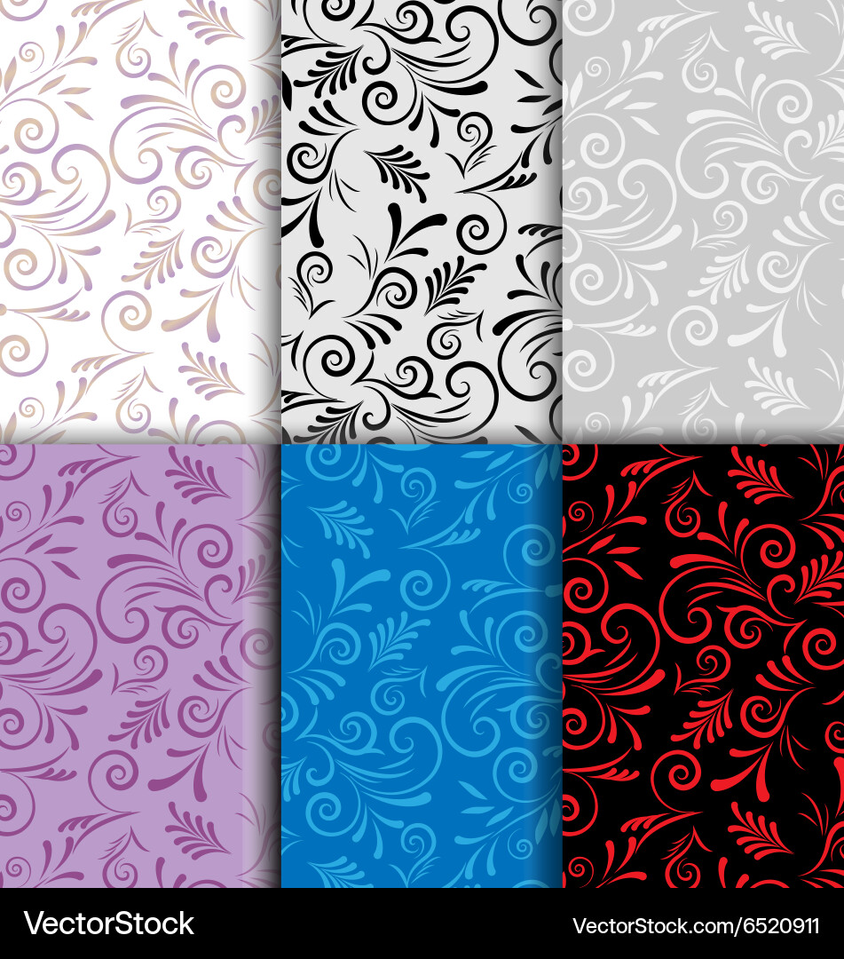 Set of seamless patterns curls Vector Image