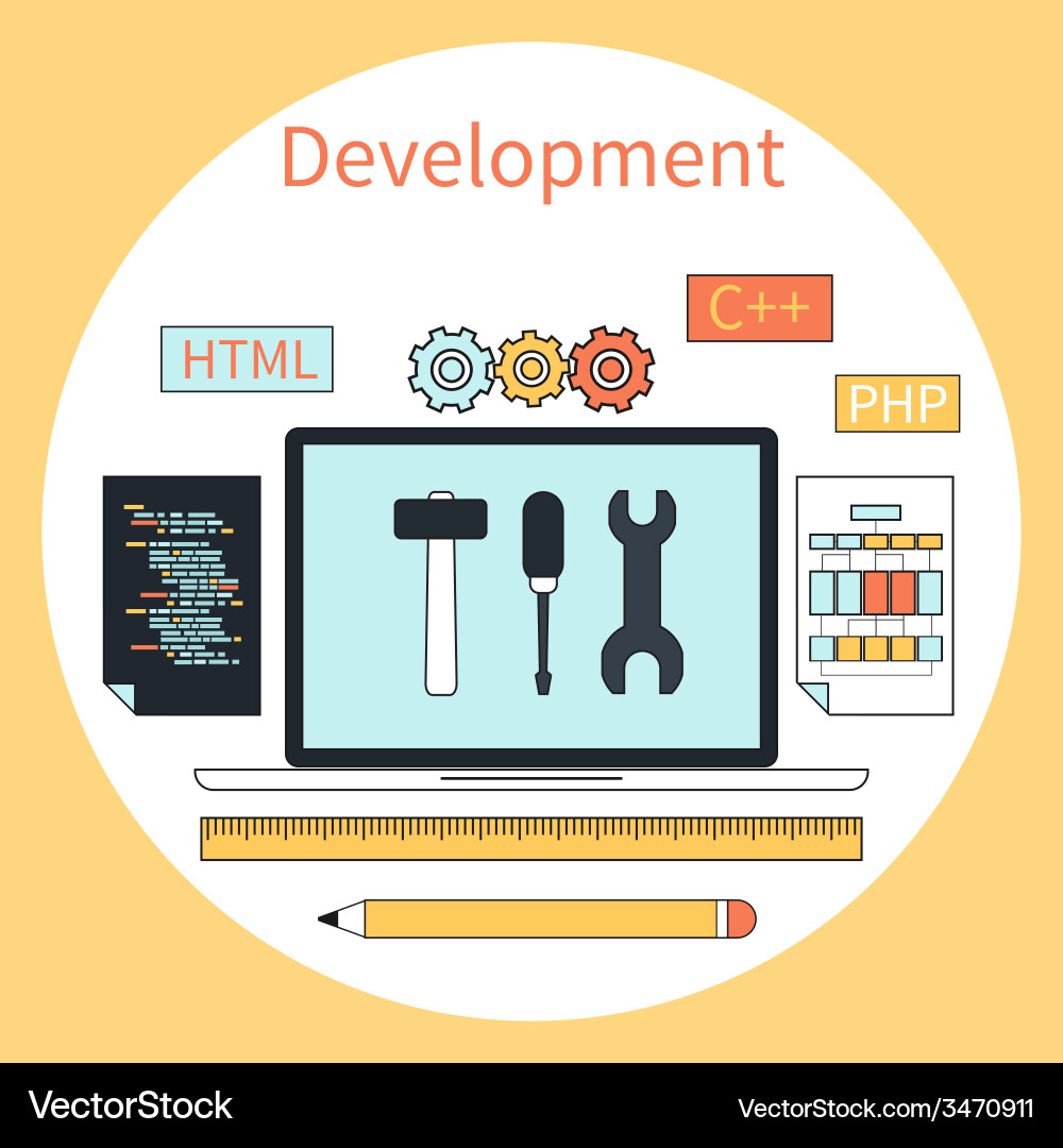 Web development instruments concept Vector Image