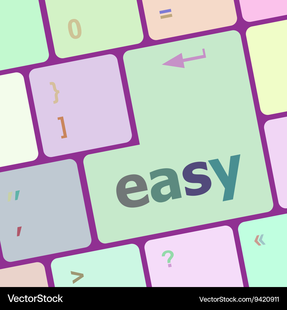 White keyboard with easy button vector image