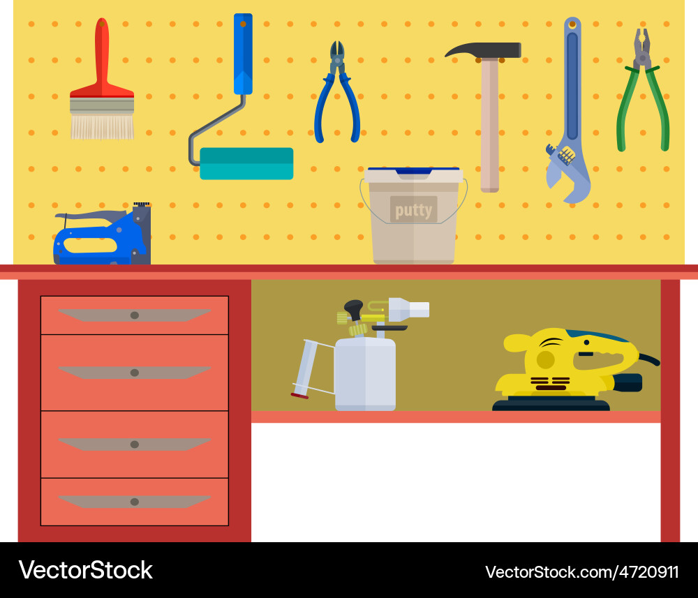 Working table with instrument vector image