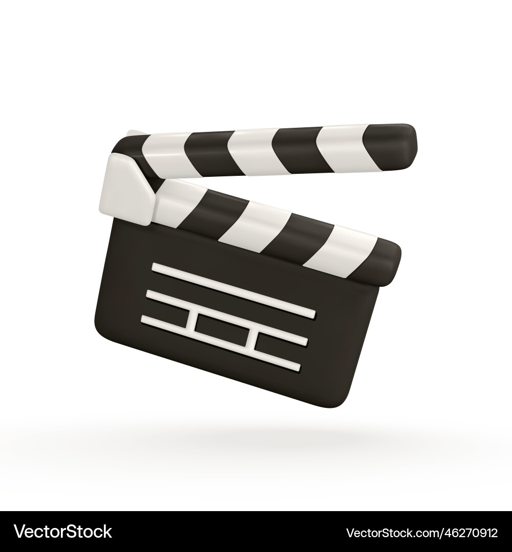 3d realistic clapperboard movie clapper board vector image