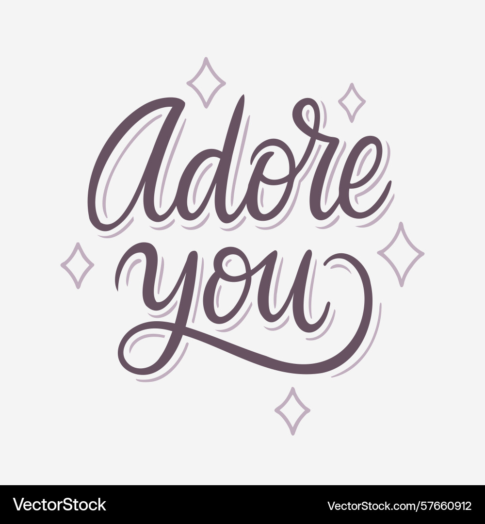 Adore you calligraphy script with sparkles Vector Image