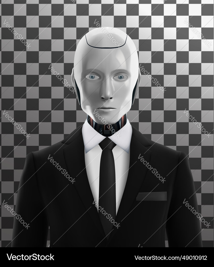 Artificial intelligence robot in suit with a tie Vector Image