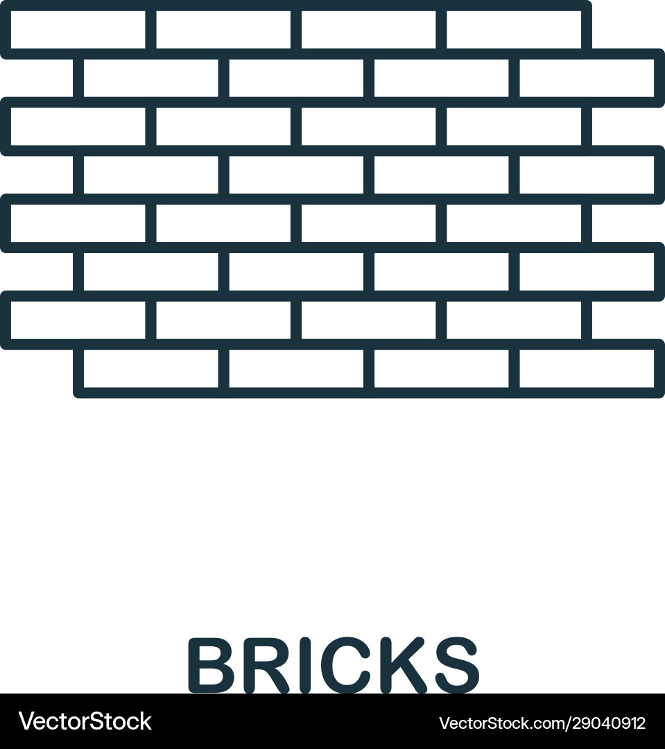Bricks line icon thin style element from Bricks line icon thin style element from vector image