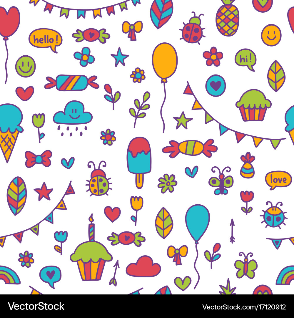 Cheerful Kids Pattern Vector Image