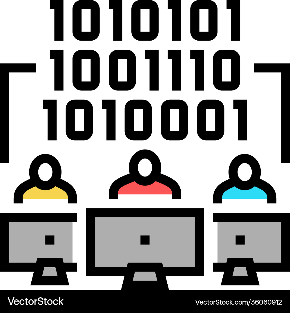 Coding teamwork color icon Vector Image