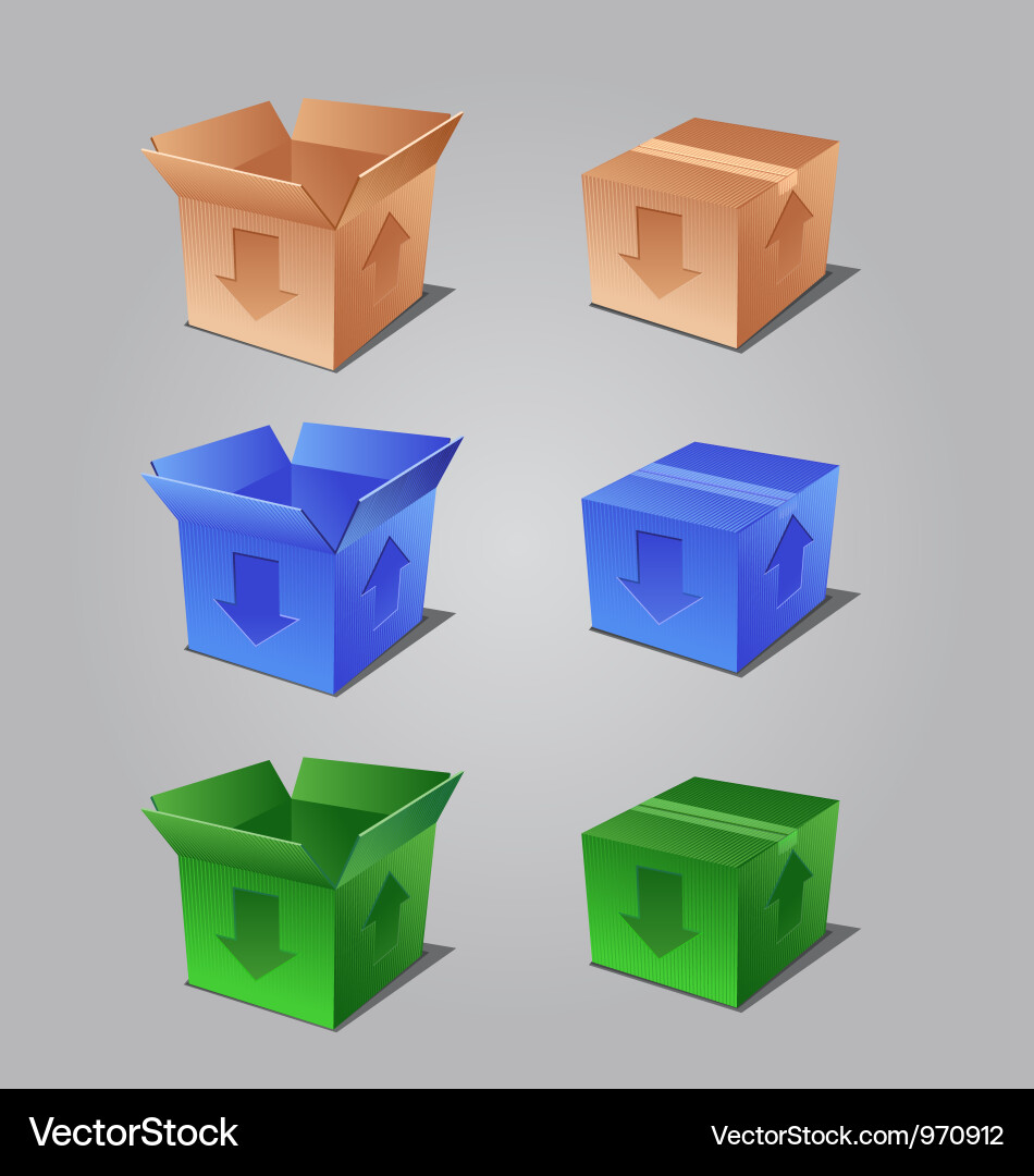 Colorful open and closed boxes vector image